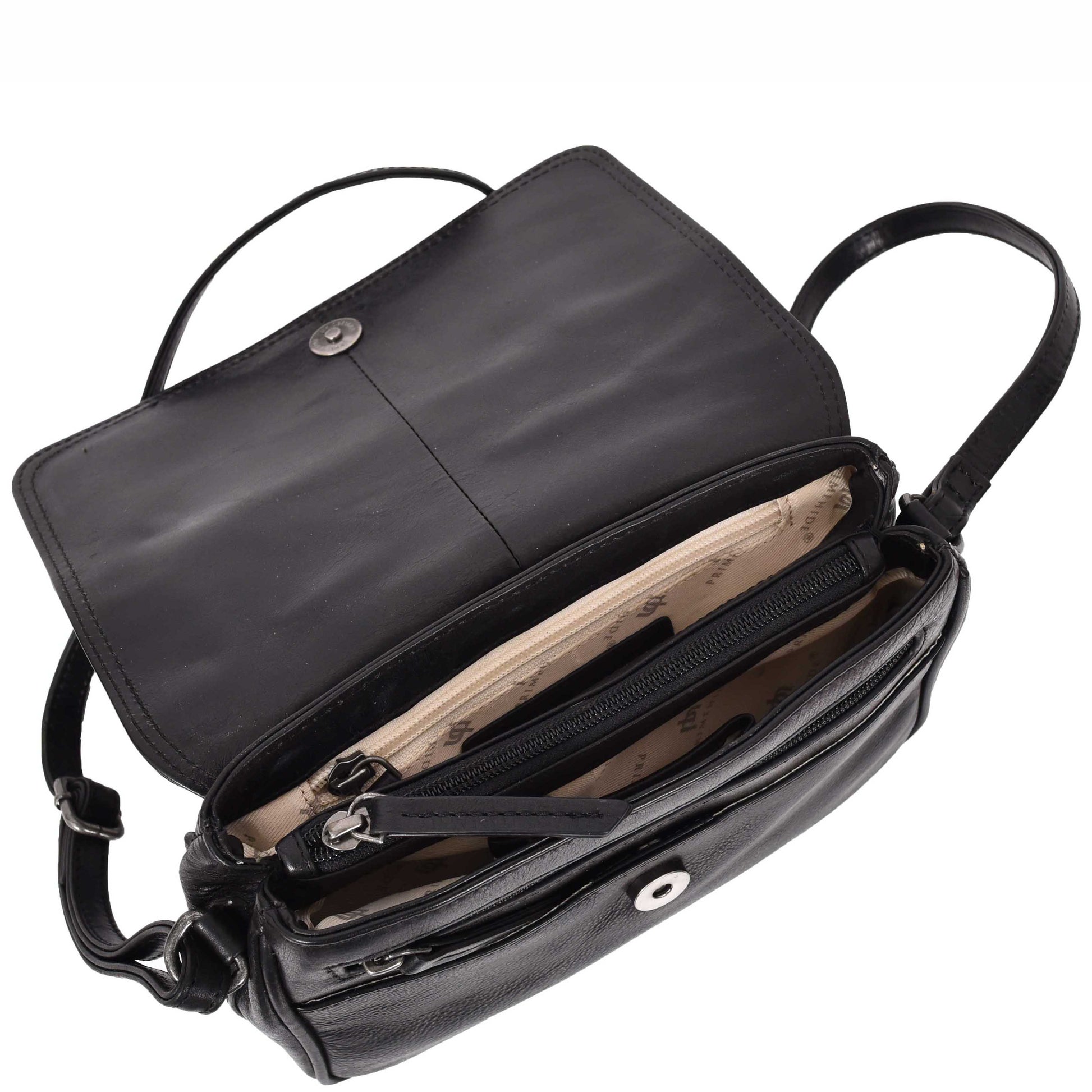 Womens Cross Body Real Leather Messenger Bag Flap HOL7002 Black 7