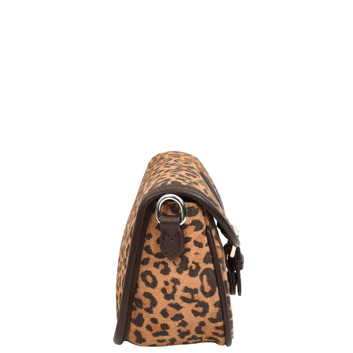 Women’s Real Suede Crossbody Bag Small Handbag Elodie Leopard Print 4