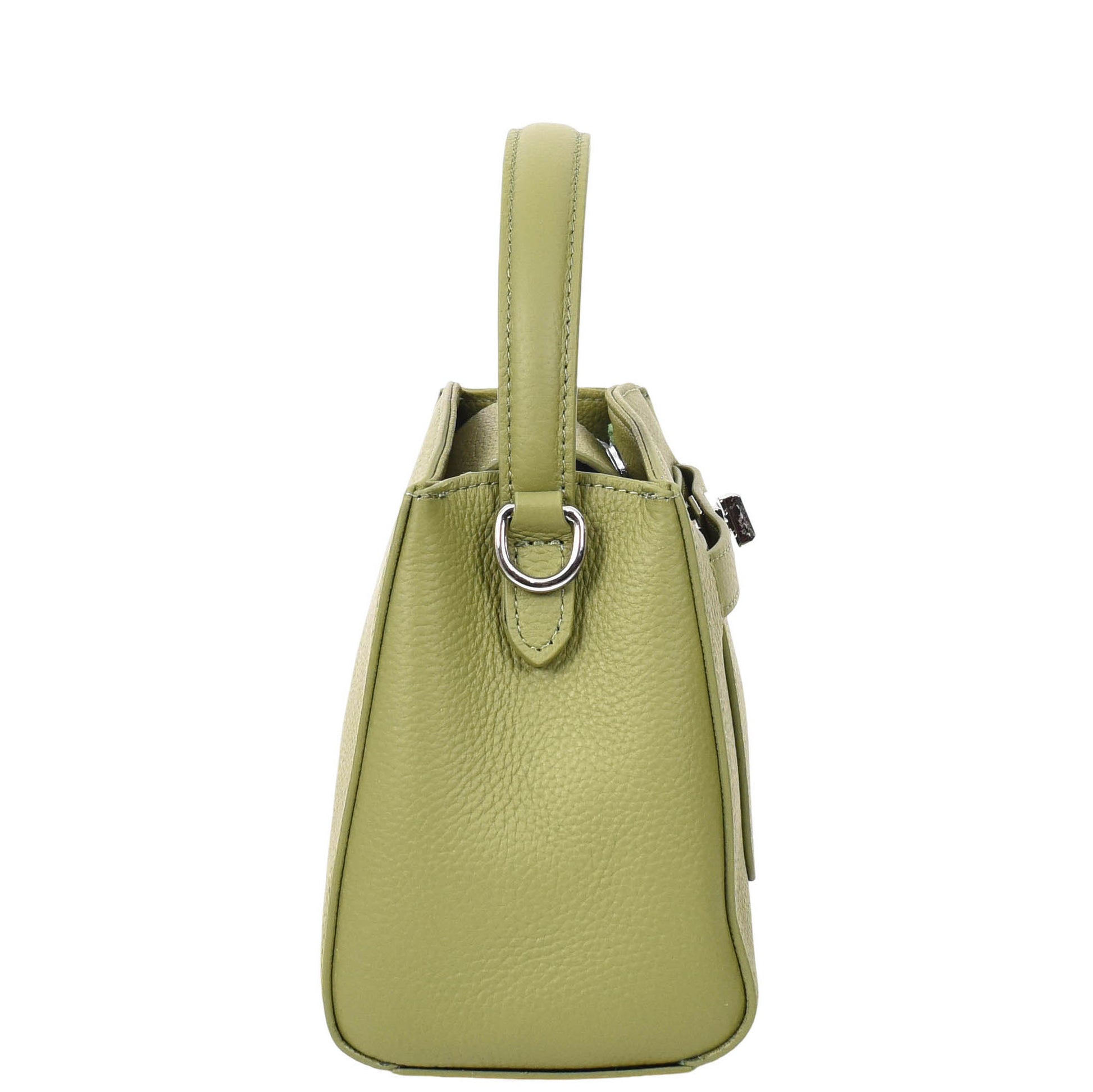 Womens Leather Top Handle Small Bag Lydia Olive 3