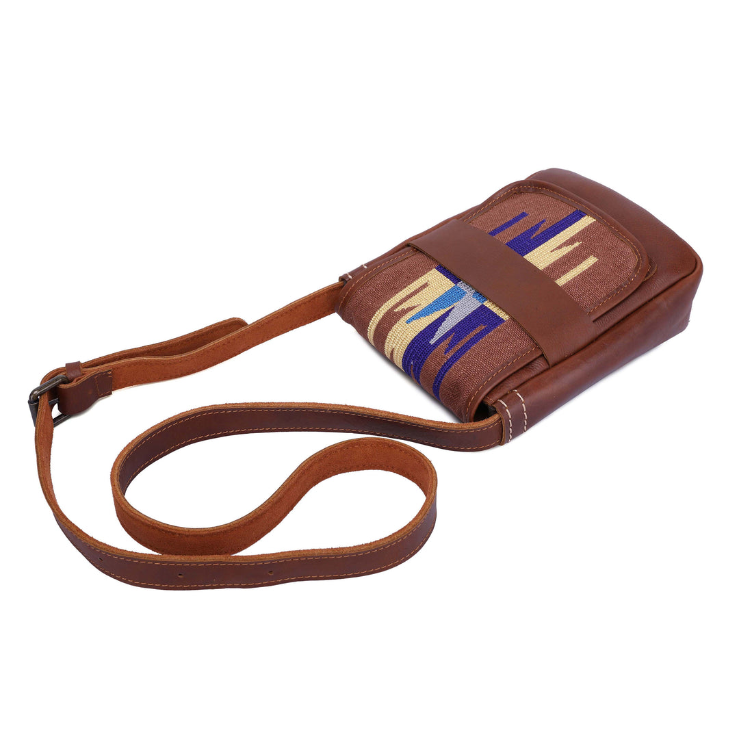 Womens Real Leather Small Sling Cross Body Bag Pouch H8008 Tan 7