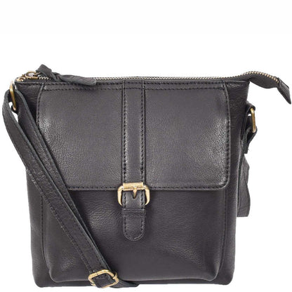 Womens Leather Cross Body Shoulder Bag Corfu Black 7