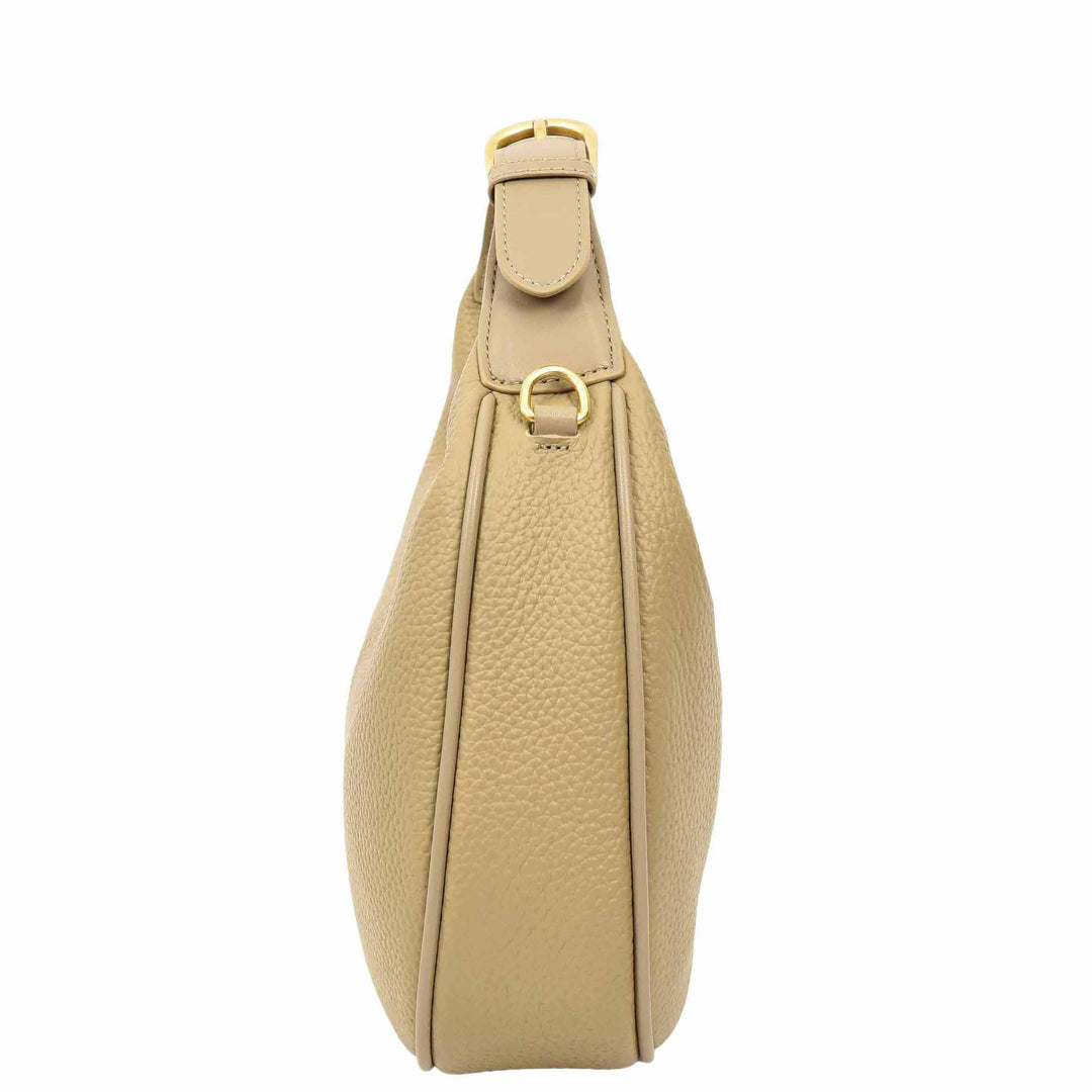 Women's Oval Shoulder Bag Leather Hobo Purse Dakota Tan 3