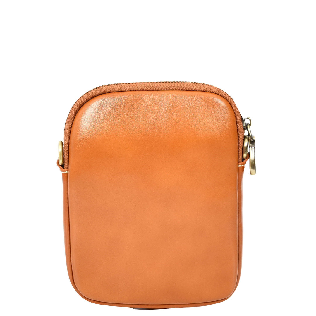 Womens Real Leather Sling Pouch Small Crossbody Bag Isobel Tan
