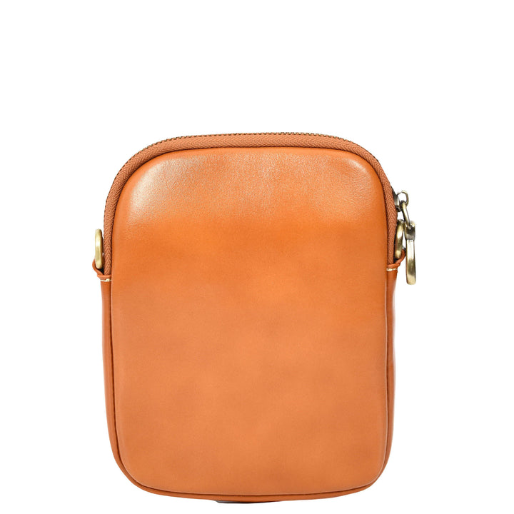 Womens Real Leather Sling Pouch Small Crossbody Bag Isobel Tan