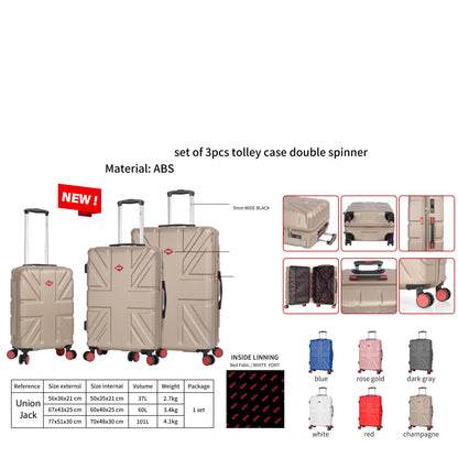 4 Wheel Spinner TSA Hard Travel Luggage Union Jack Taupe 23