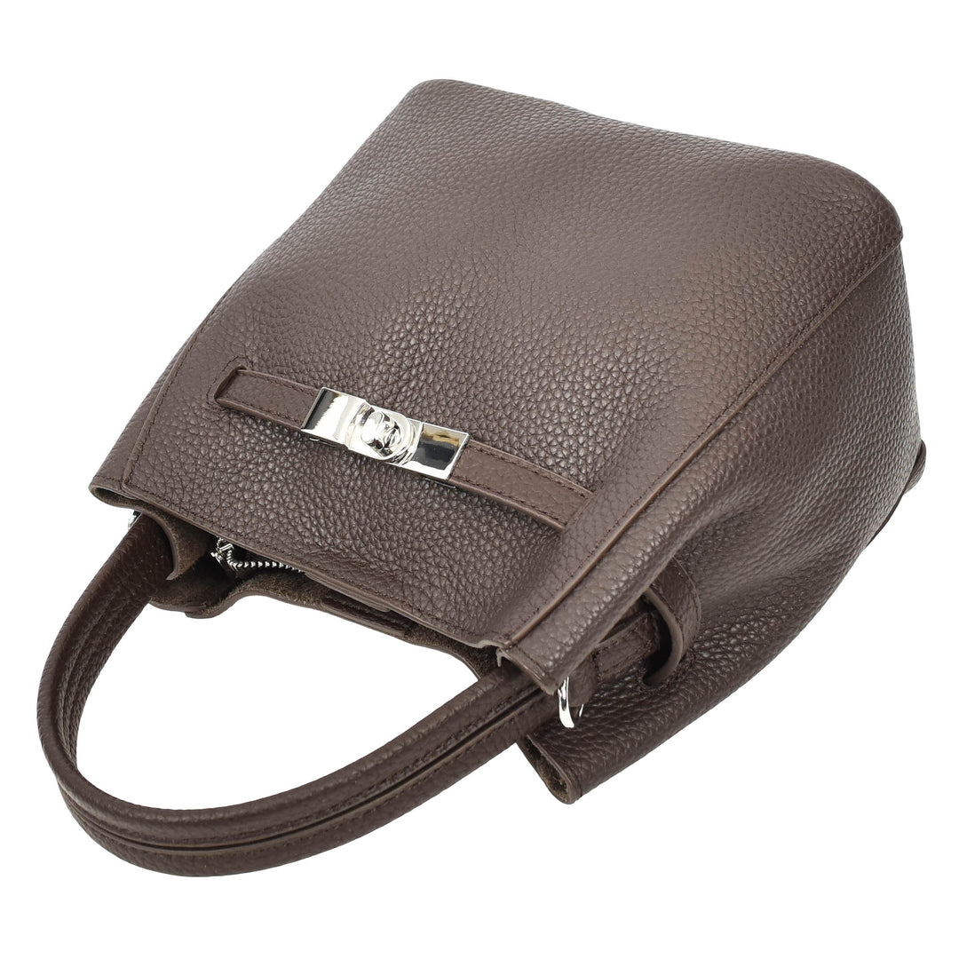 Women’s Small Handbag with Detachable Strap & Removable Zip Pouch Stacey Coffee 5