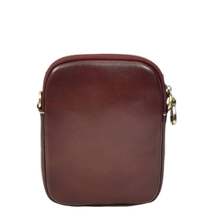 Womens Real Leather Sling Pouch Small Crossbody Bag Isobel Burgundy