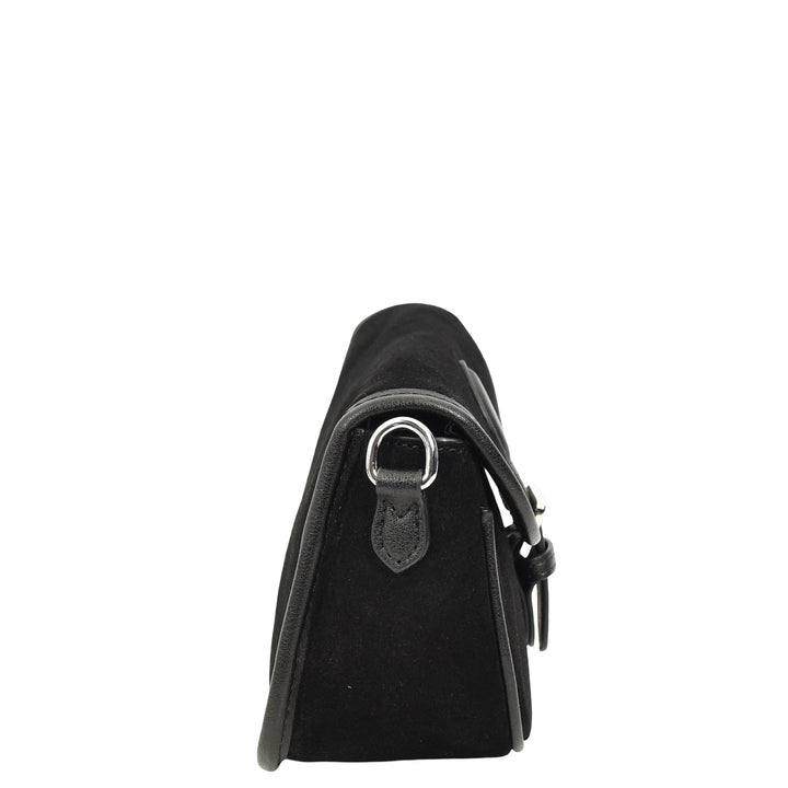 Women’s Real Suede Crossbody Bag Small Handbag Elodie Black 5