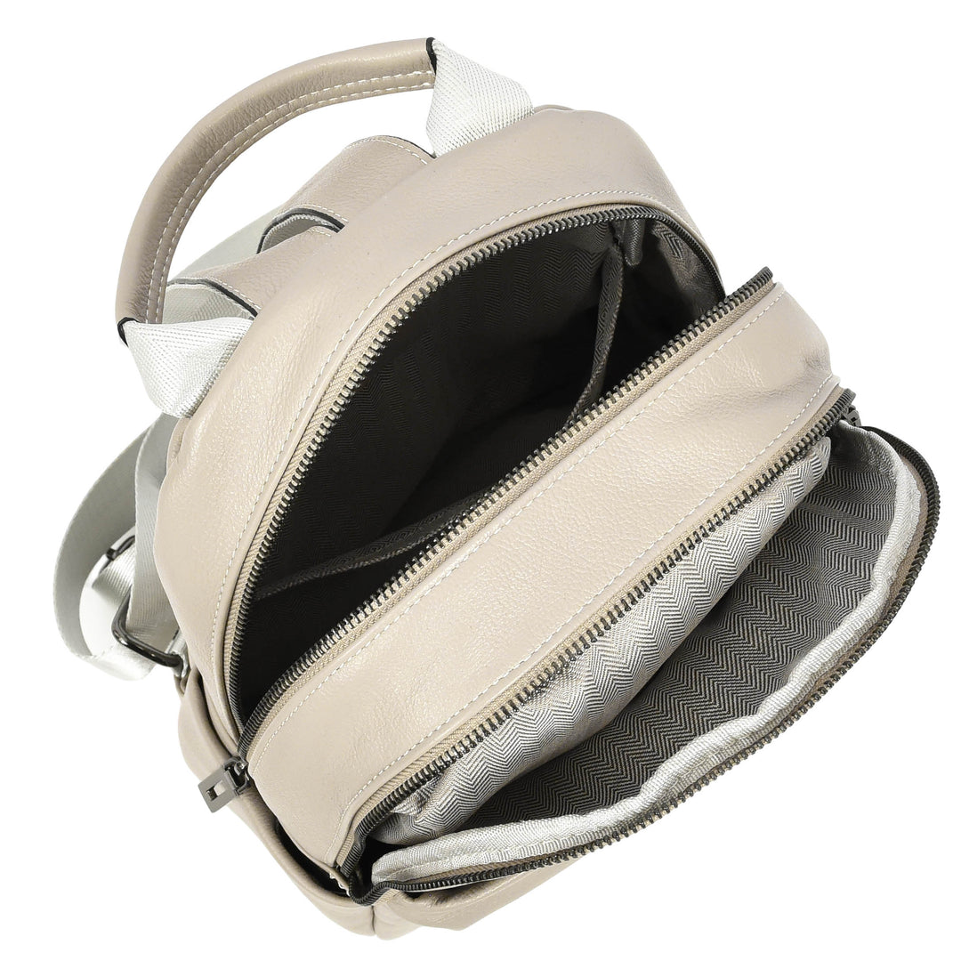 Women’s Organiser Rucksack Soft Leather Backpack Casual Daypack Kaia White 6