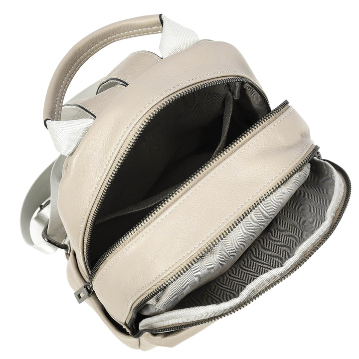 Women’s Organiser Rucksack Soft Leather Backpack Casual Daypack Kaia White 6