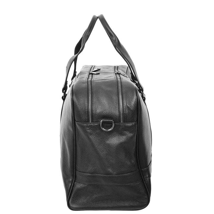 Leather Holdall Weekend Bag Preston Black 3