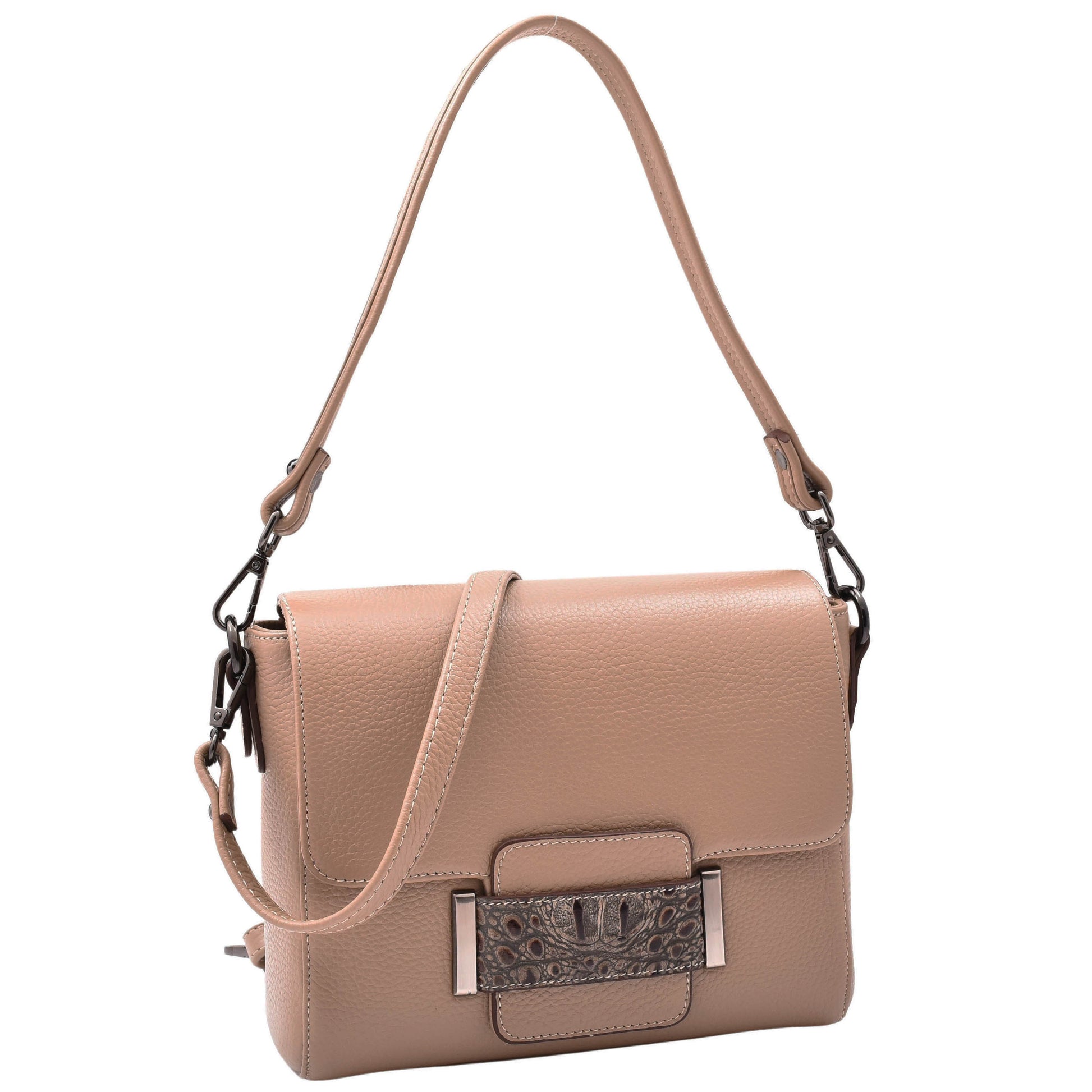 Womens Cross Body Messenger Bag Adjustable Shoulder Strap LINDA Taupe 7