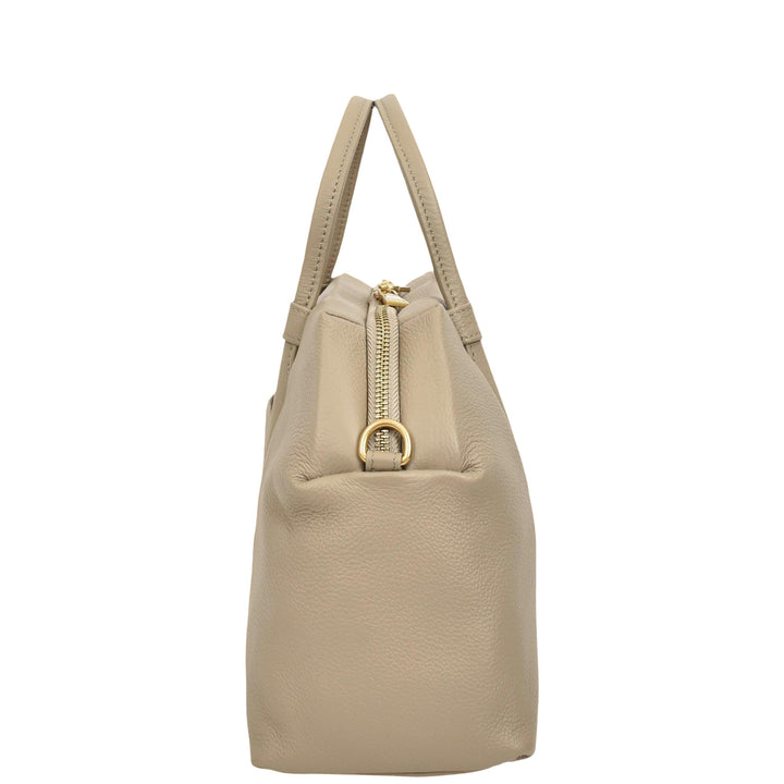Women's Leather Satchel Handbag Large Tote Katy Grey 5