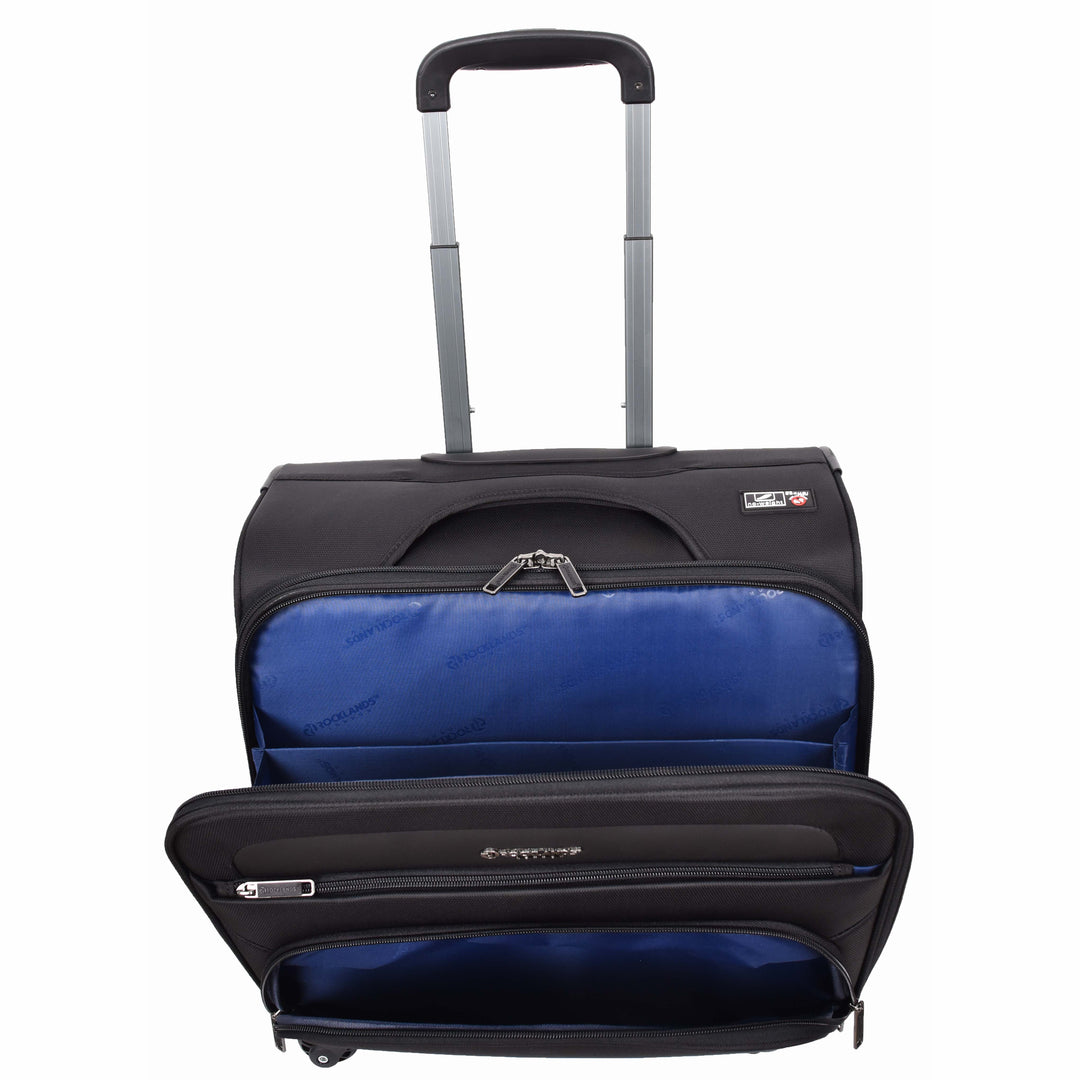 Business Organiser Travel Pilot Case Wheeled Trolley Cabin Bag Chester Black 7