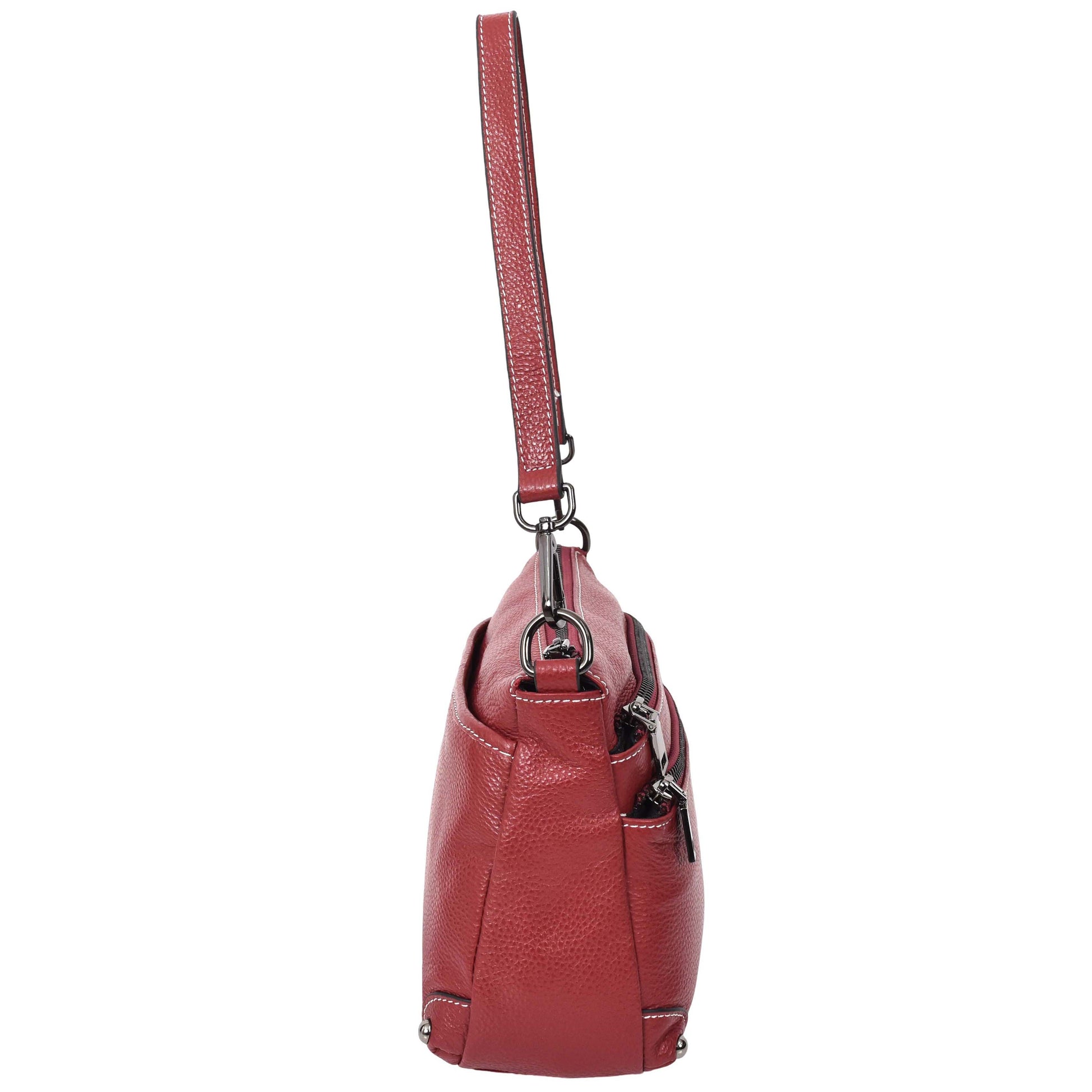 Womens Leather 2-in-1 Cross Body Shoulder Bag Olivia Red 3