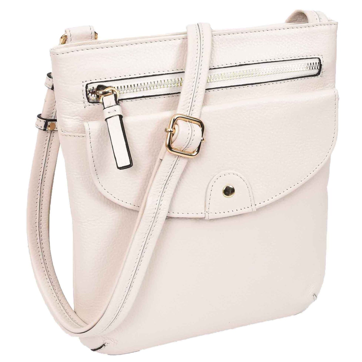 Womens Cross Body Sling Bag Leather Messenger HOL5 White 7