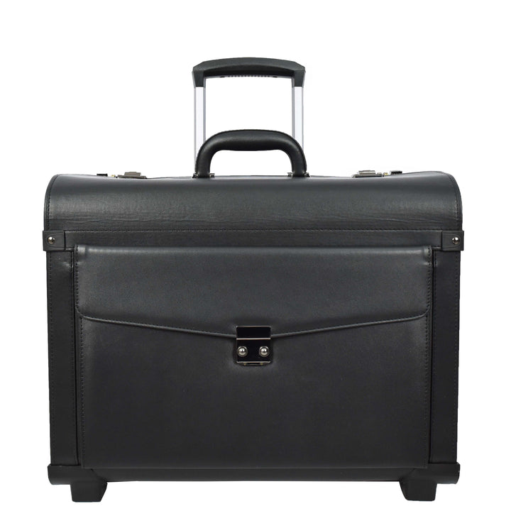 Pilot Case 2 Wheeled Faux Leather Lightweight Business Cabin Travel Bag Toulon Black