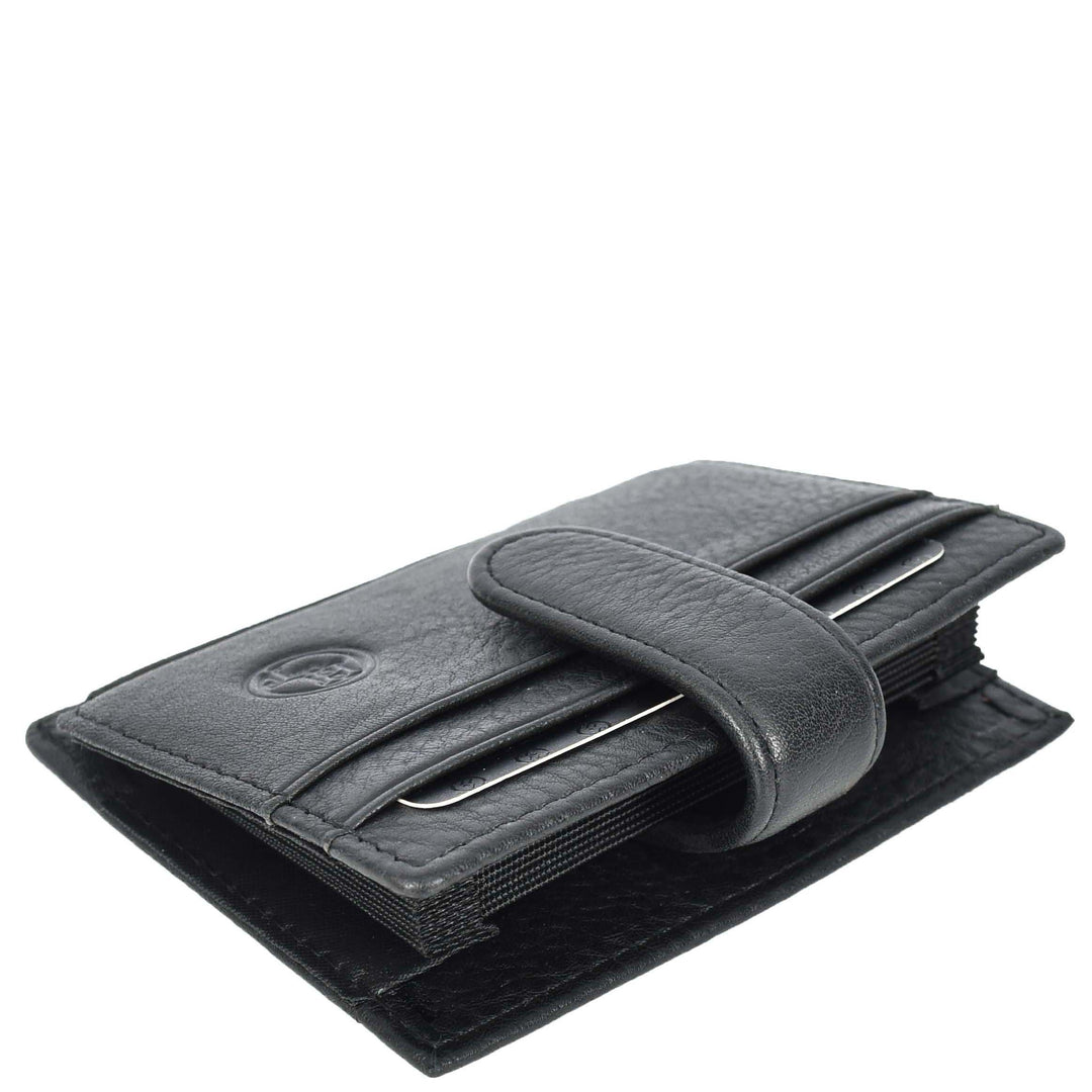 Genuine Leather Credit Card Holder Accordion Card Case Style Wallet Arosa Black-6