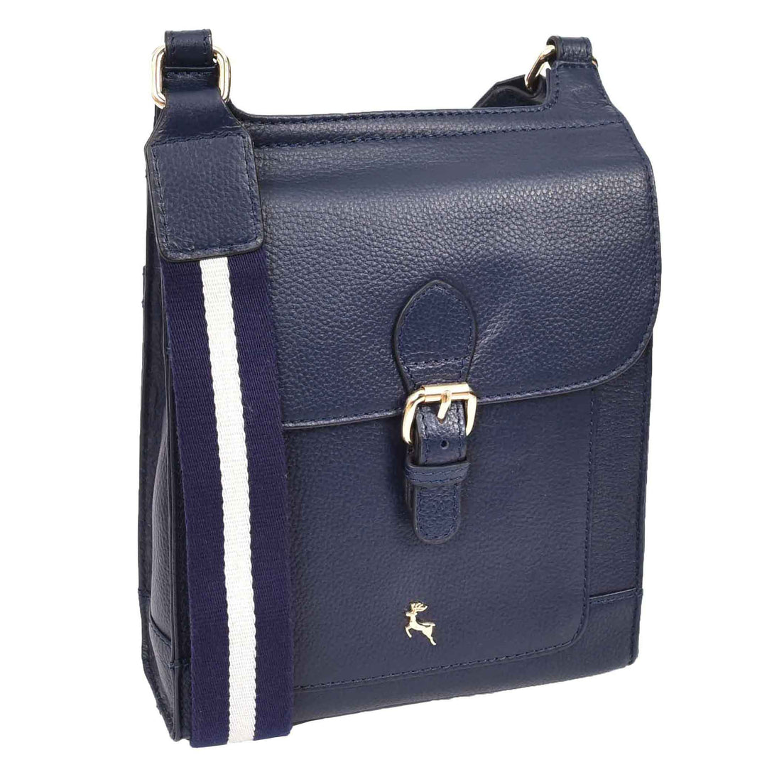 Womens Cross Body Leather Messenger Travel Bag HOL33 Navy 7