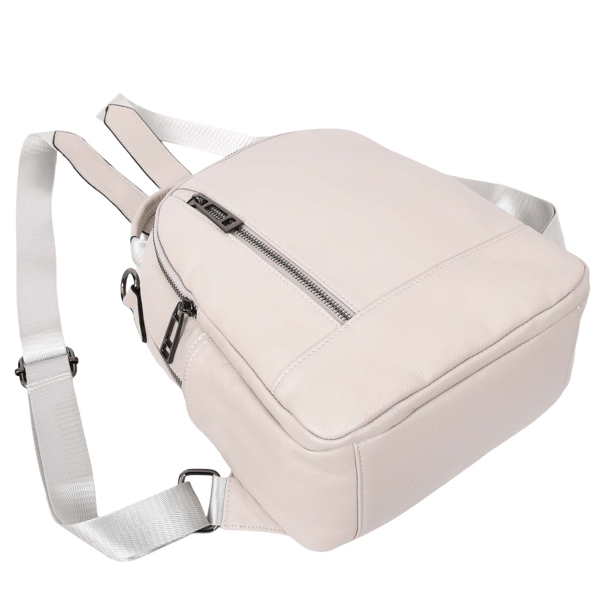 Womens Real Leather Casual Backpack Victoria Off White 6