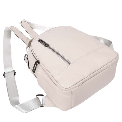 Womens Real Leather Casual Backpack Victoria Off White 6