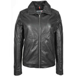 Womens Real Leather Classic Jacket Zip Box Style Camila Black 7