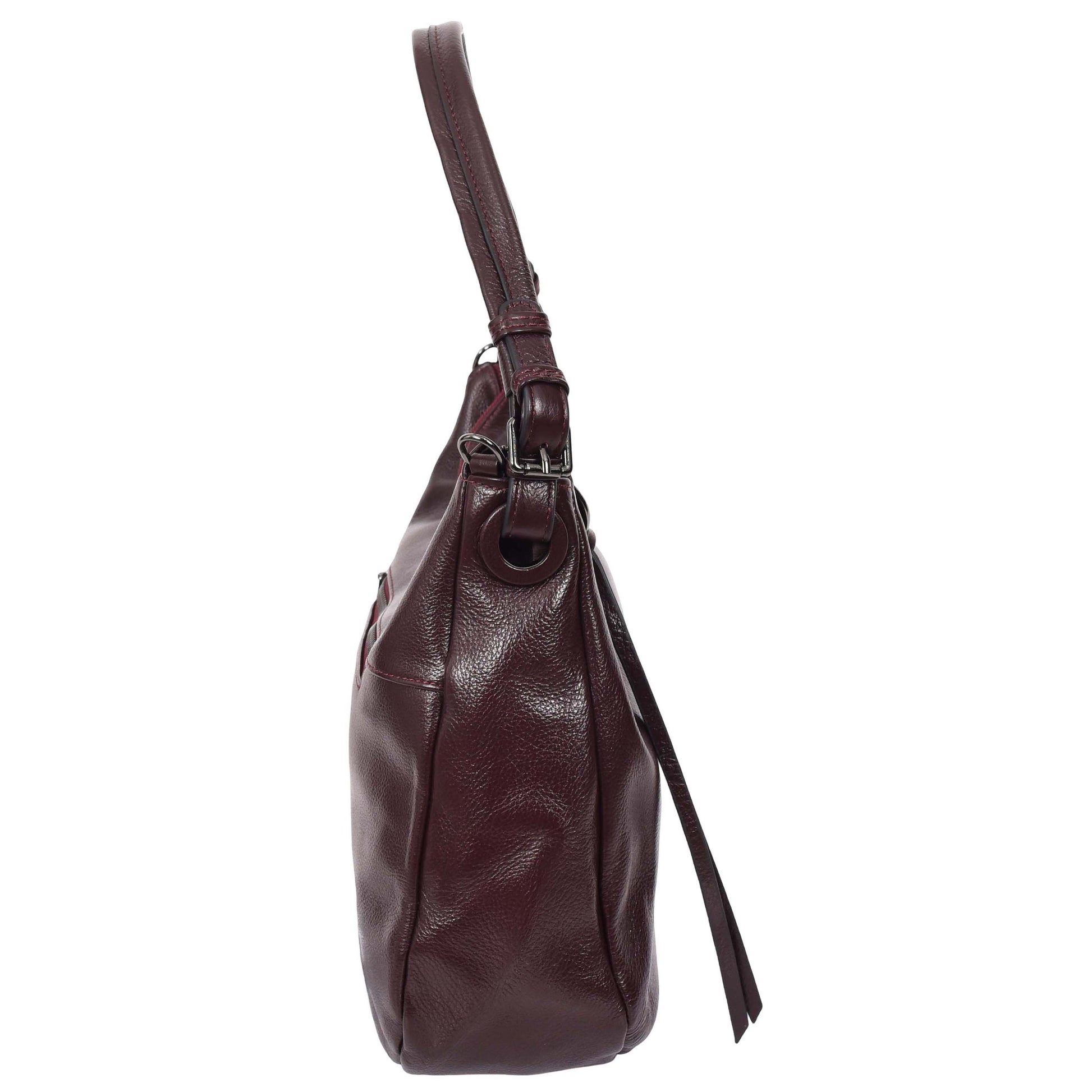 Womens Real Leather Hobo Style Handbag Diana Purple 3