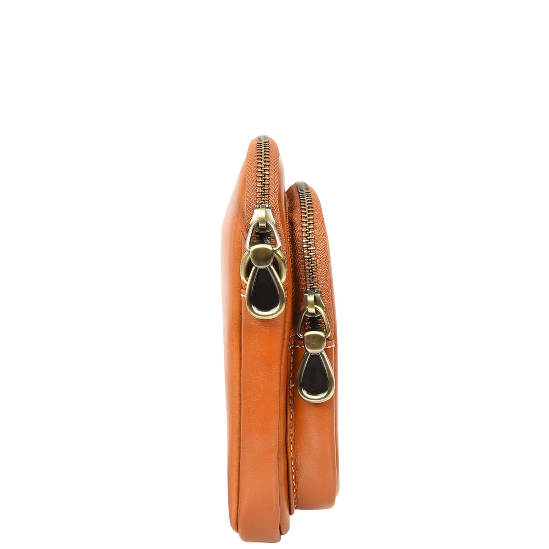 Womens Real Leather Sling Pouch Small Crossbody Bag Isobel Tan