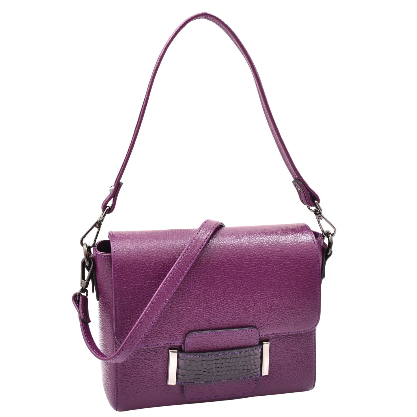 Womens Cross Body Messenger Bag Adjustable Shoulder Strap LINDA Purple 8