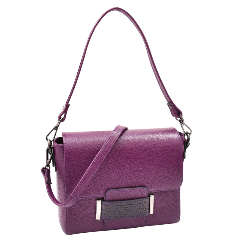 Womens Cross Body Messenger Bag Adjustable Shoulder Strap LINDA Purple 8