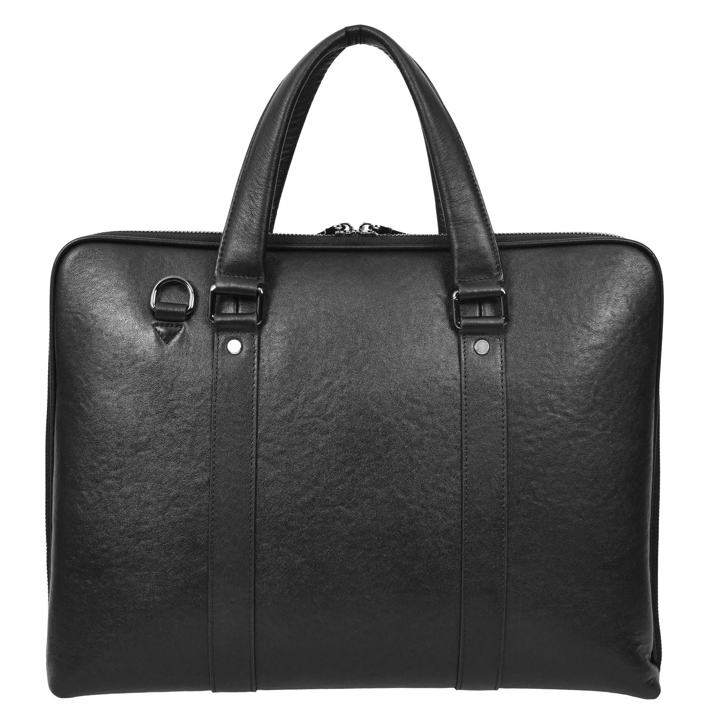 Real Leather Cross Body Briefcase Monterey Black 1