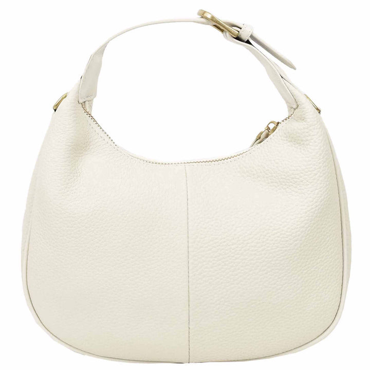 Women's Oval Shoulder Bag Leather Hobo Purse Dakota White 4