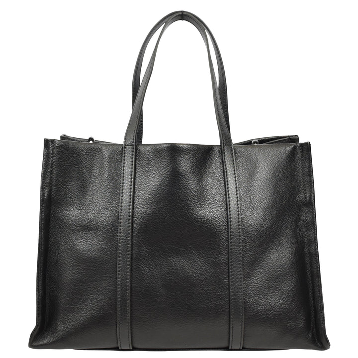 Women's Real Leather Handbag Detachable Strap Shoulder Bag Raven Black 3