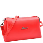 Womens Real Leather Shoulder Zip Bag Small Size Handbag Chloe Red 8