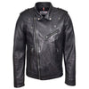 Mens Leather Brando Biker Jacket Cross Zip Daylen Black 7