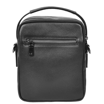 Mens Leather Small Cross Body Flight Bag Hudson Black 1