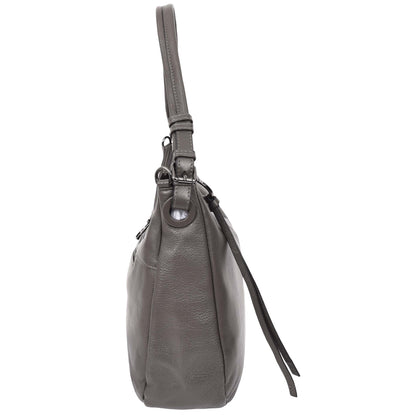 Womens Real Leather Hobo Style Handbag Diana Grey 3