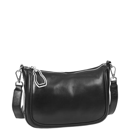 Womens Leather 2-in-1 Cross Body Handbag Aurora Black 3