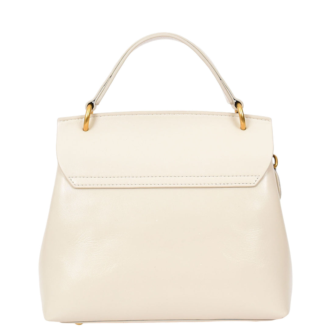 Womens Real Leather Small Handbag Gabriella White 1