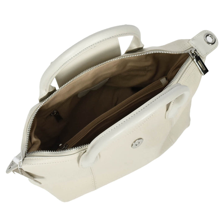 Womens Real Leather Handbag Small Top-Handle Tote Style Quinn White