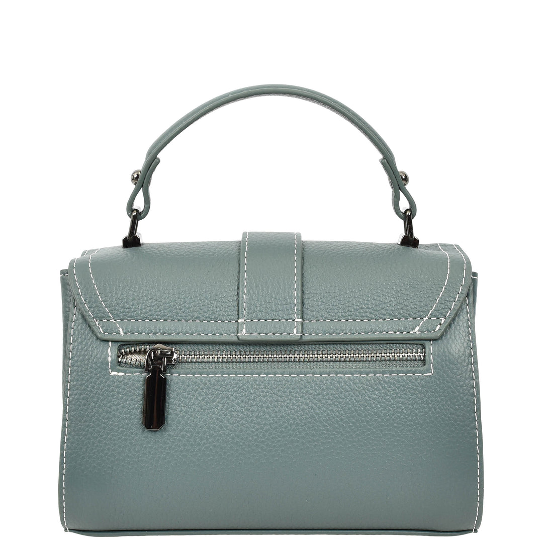 Womens Leather Shoulder Handbag Top Handle Crossbody Bag Polly Teal 3