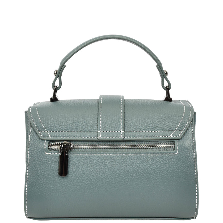 Womens Leather Shoulder Handbag Top Handle Crossbody Bag Polly Teal 3