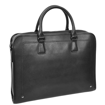 Real Leather Cross Body Briefcase Belmont Black 2