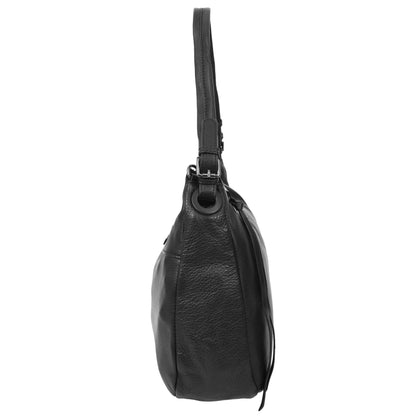 Womens Real Leather Hobo Style Handbag Diana Black 3