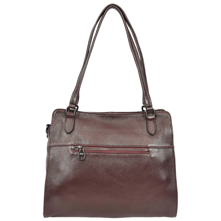 Women's Real Leather Shoulder Bag Classic 2-in-1 Adjustable Strap Timeless Design Hilda Purple