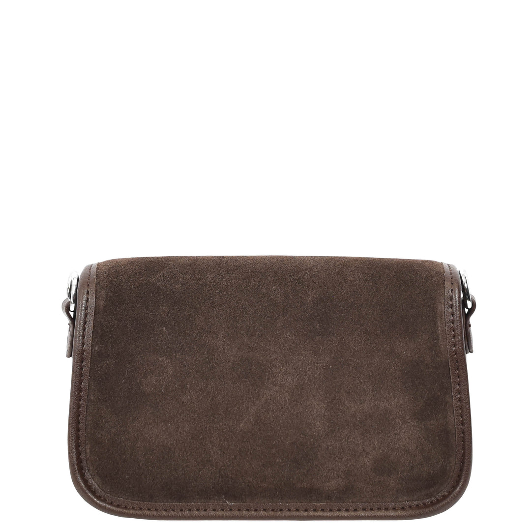 Women’s Real Suede Crossbody Bag Small Handbag Elodie Black Coffee 3