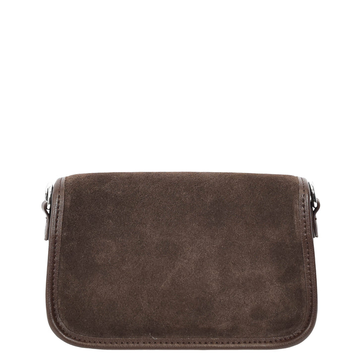 Women’s Real Suede Crossbody Bag Small Handbag Elodie Black Coffee 3