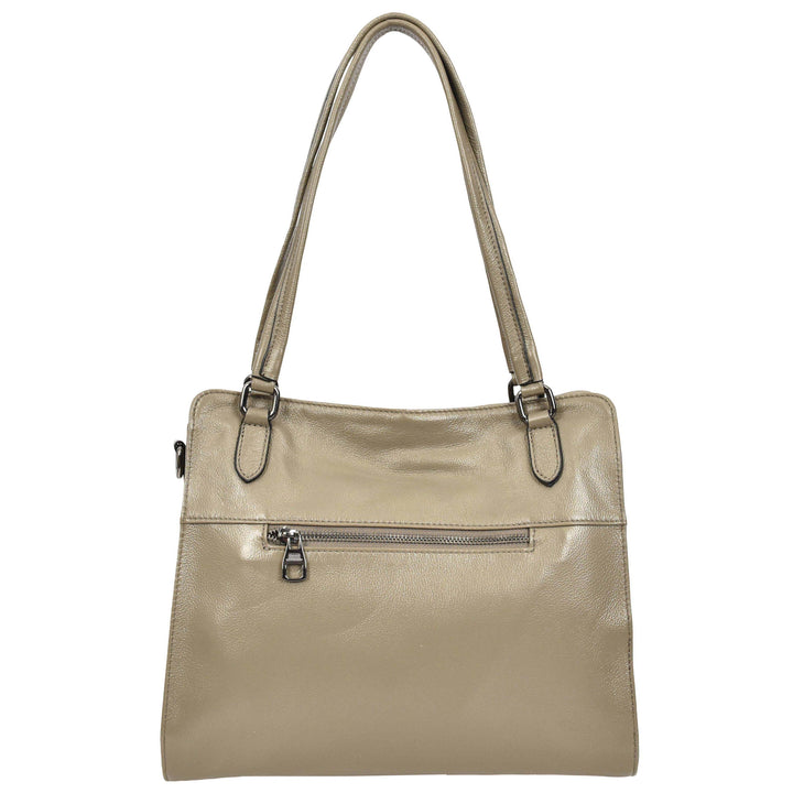 Women's Real Leather Shoulder Bag Classic 2-in-1 Adjustable Strap Timeless Design Hilda Grey