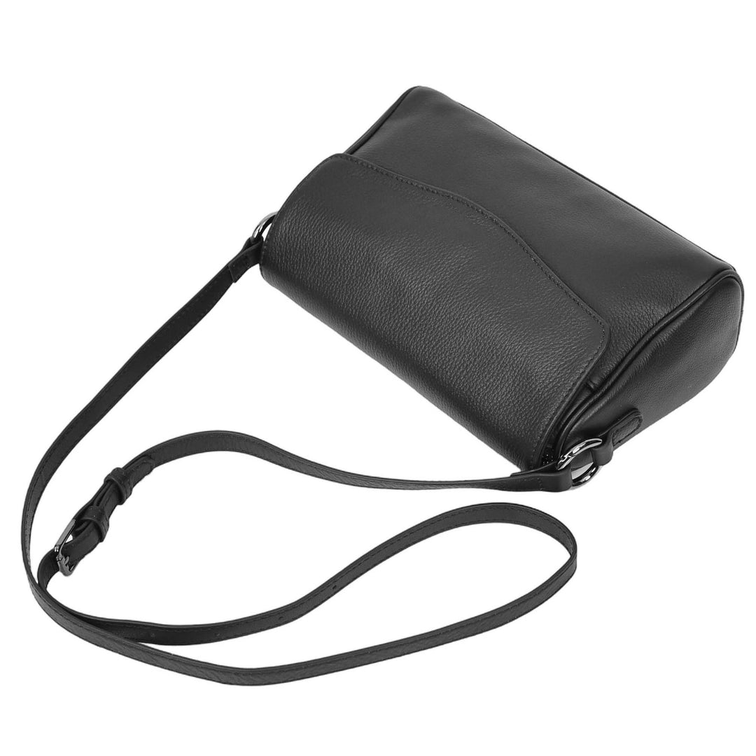 Womens Real Leather Cross Body Bag Small Organiser Classic Style Colette Black-5