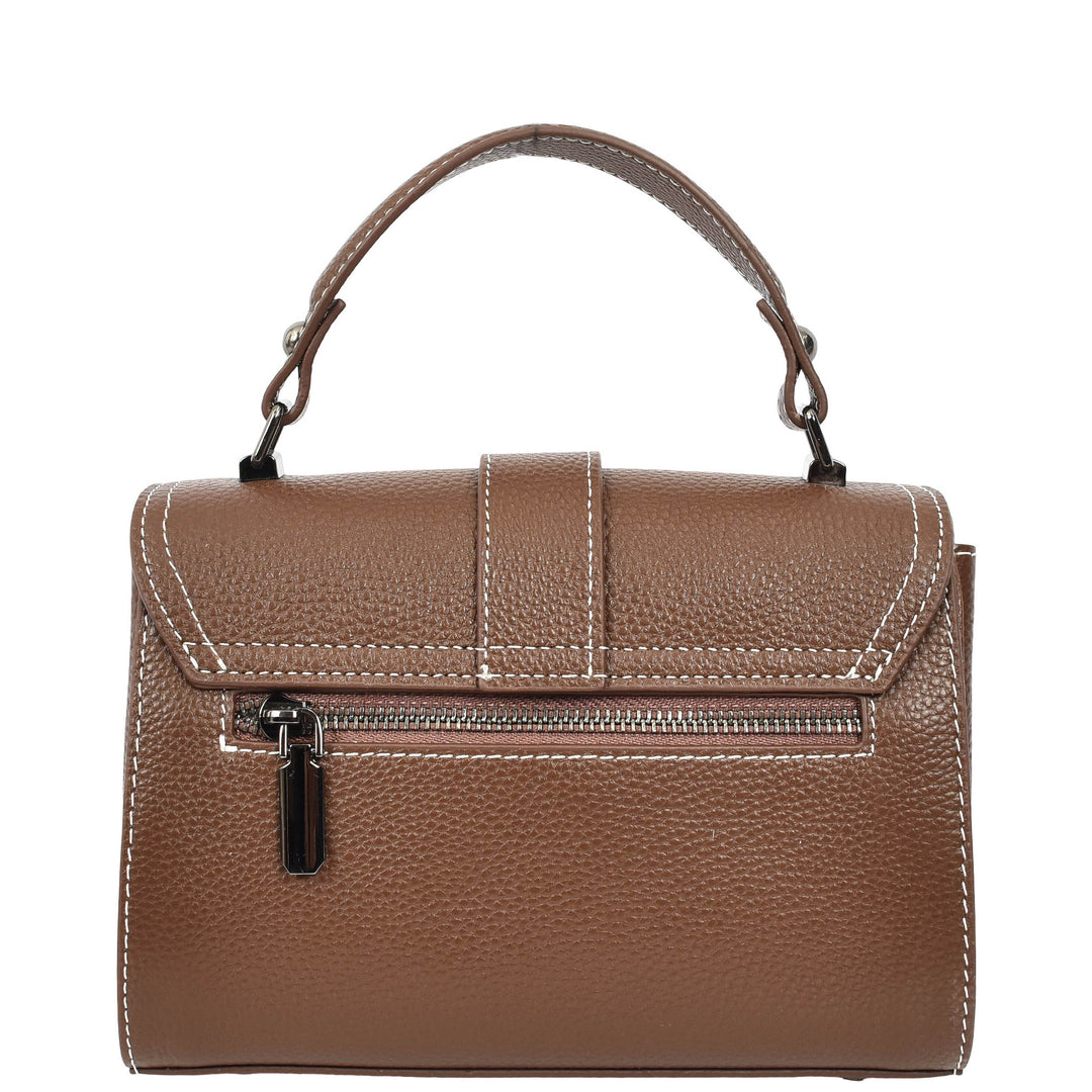 Womens Leather Shoulder Handbag Top Handle Crossbody Bag Polly Brown 3